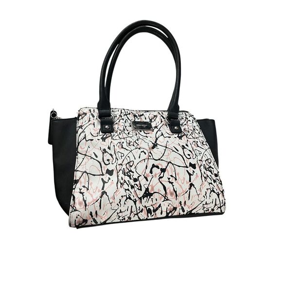 Nine West Satchel Splatter Pattern in Pink, White, and Black Good Condition - Picture 1 of 8